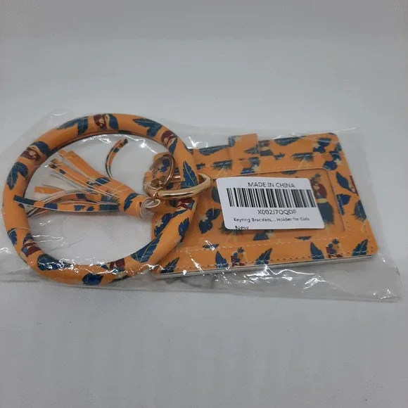 5 For $20.00 Circle Bangle Keychain Wallet ID Card Holder Wristlet - Picture 8 of 11